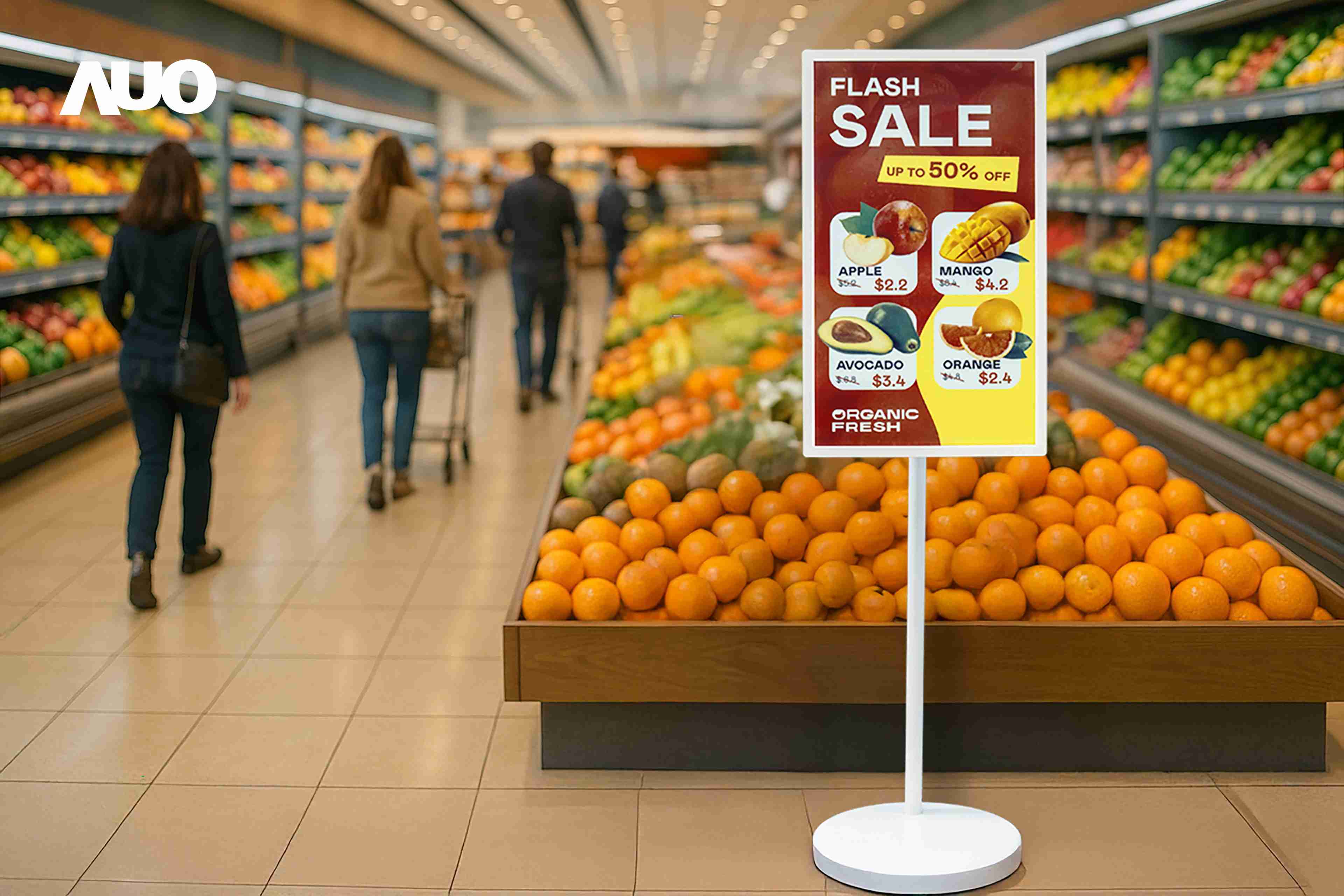 达擎首亮相低功耗、、、、全彩的〝aecoPost电子纸解决方案〞，，，，仅在更新画面时需要微量的电力驱动，，无需布建电线的便捷设计，，，，使其可灵活应用、、、、随意置放，，，并可透过云端或行动装置app，，轻松管理及排程广告内容，，，晋升店头营销利器。。。。